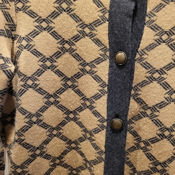 Pendleton Tan & Black Cardigan Ladies Merino Wool Sweater Size Petite Small - Picture 6 of 7